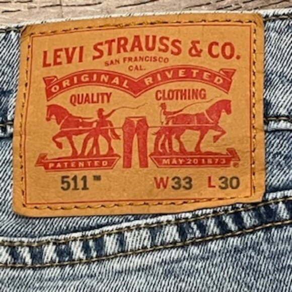 Levi’s 511 Jeans Size 33 X 30 Light Wash Denim Straight Legs - Picture 5 of 11